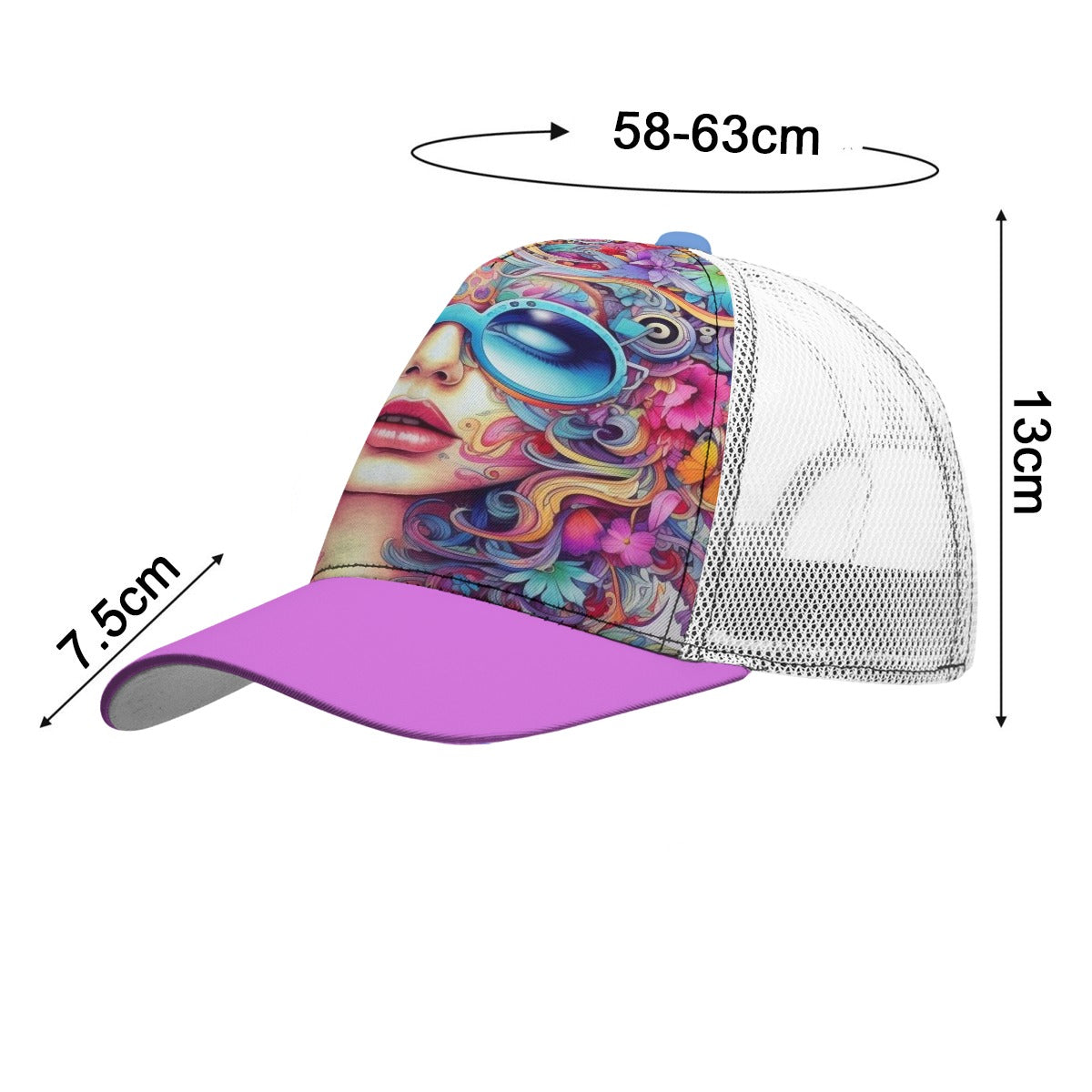 🎨 Psychedelic Diva Trucker Hat 🧢💜