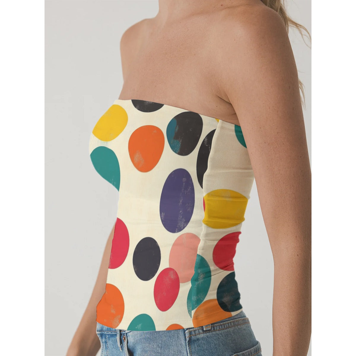 All-Over Print Women's Double-Layer Strapless Top