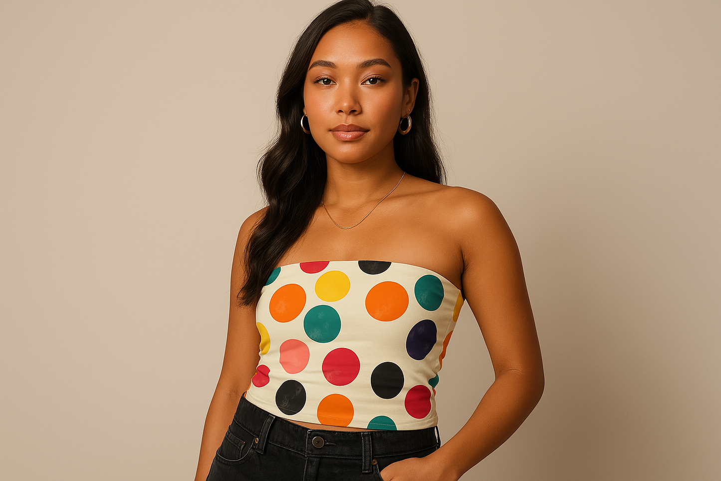 All-Over Print Women's Double-Layer Strapless Top
