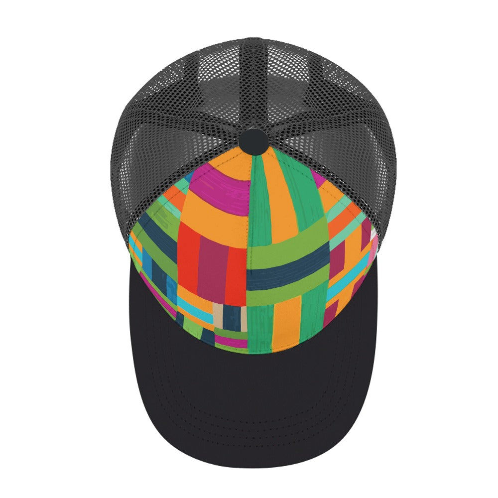 🧢✨ Bold Patchwork Trucker Hat – Multicolor Vibes 🌈🔥