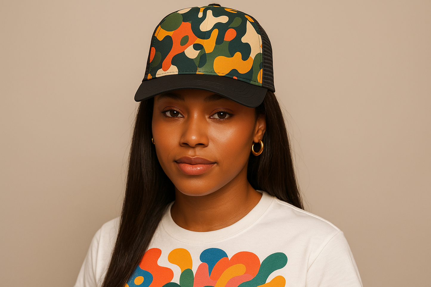 🔥 Trendy Camo Mesh Trucker Cap – Bold Urban Style🧢